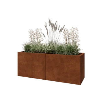 Jardinera XXL de acero corten - Rectángulo - 160 x 50 x 60 cm - Con placa inferior