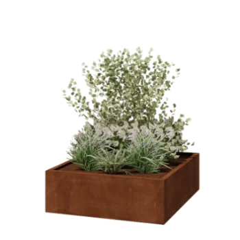 Jardinera de acero corten - Cuadrado - 120 x 120 x 40 cm - Soldado - Con placa inferior