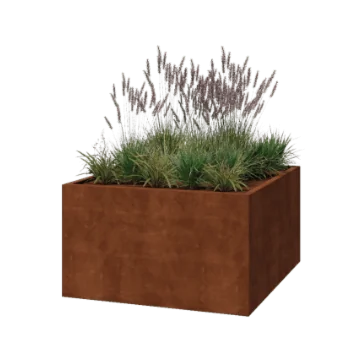 Jardinera de acero corten - Cuadrado - 140 x 140 x 80 cm - Soldado - Sin placa inferior