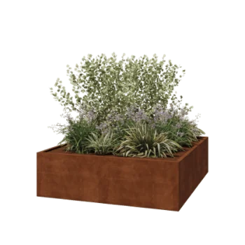 Jardinera de acero corten - Cuadrado - 200 x 200 x 60 cm - Soldado - Sin placa inferior