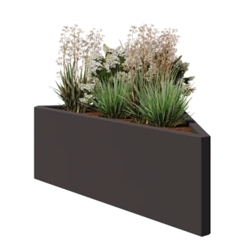 Jardinera de acero - Triángulo isósceles - 112,2 x 60,5 x 40 cm - RAL7016 mate (gris antracita) - Sin placa inferior