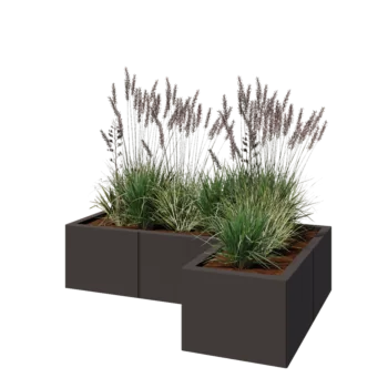 Jardinera de acero - Forma de L - 120 x 80 x 30 cm - RAL7016 mate (gris antracita) - Sin placa inferior