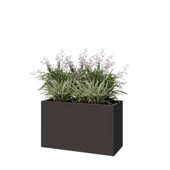 Jardinera de acero - Rectángulo - 100 x 40 x 60 cm - RAL7016 mate (gris antracita) - Con placa inferior