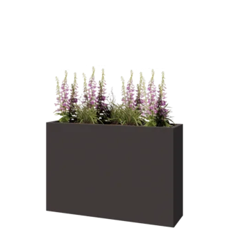 Jardinera de acero - Rectángulo - 120 x 30 x 80 cm - RAL7016 mate (gris antracita) - Con placa inferior