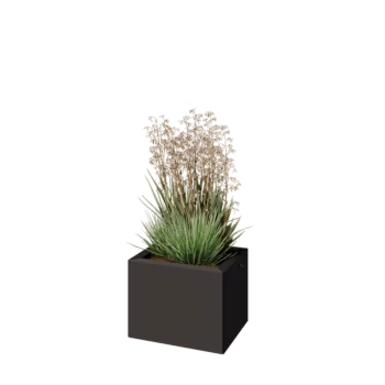 Jardinera de acero - Rectángulo - 40 x 30 x 30 cm - RAL7016 mate (gris antracita) - Con placa inferior