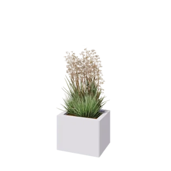 Jardinera de acero - Rectángulo - 40 x 30 x 30 cm - RAL9010 mate (blanco) - Con placa inferior