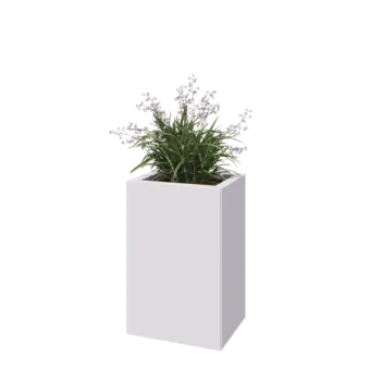 Jardinera de acero - Rectángulo - 40 x 30 x 60 cm - RAL9010 mate (blanco) - Con placa inferior