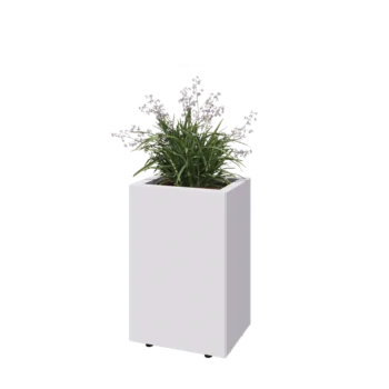 Jardinera de acero - Rectángulo - 40 x 30 x 60 cm - RAL9010 mate (blanco) - Con placa inferior - Con patas