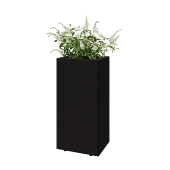 Jardinera de acero - Rectángulo - 40 x 30 x 80 cm - RAL9005 mate (negro) - Con placa inferior - Con patas