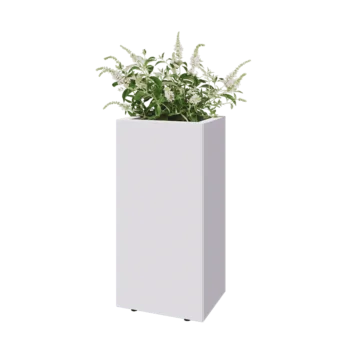 Jardinera de acero - Rectángulo - 40 x 30 x 80 cm - RAL9010 mate (blanco) - Con placa inferior - Con patas