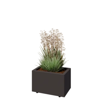 Jardinera de acero - Rectángulo - 50 x 30 x 30 cm - RAL7016 mate (gris antracita) - Con placa inferior - Con patas