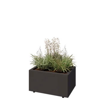 Jardinera de acero - Rectángulo - 60 x 40 x 30 cm - RAL7016 mate (gris antracita) - Con placa inferior - Con patas