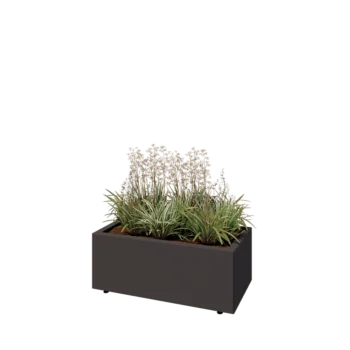 Jardinera de acero - Rectángulo - 80 x 40 x 30 cm - Otro color RAL - Con placa inferior - Con patas