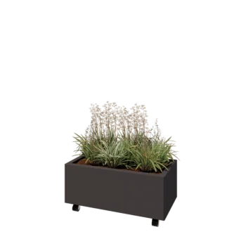 Jardinera de acero - Rectángulo - 80 x 40 x 30 cm - Otro color RAL - Con placa inferior - Con ruedas