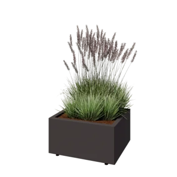 Jardinera de acero - Rectángulo - 60 x 50 x 30 cm - Otro color RAL - Con placa inferior - Con patas