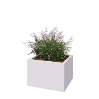 Jardinera de acero - Rectángulo - 60 x 50 x 40 cm - RAL9010 mate (blanco) - Sin placa inferior