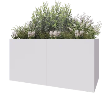 Jardinera XXL de acero - Rectángulo - 200 x 100 x 100 cm - RAL9010 mate (blanco) - Con placa inferior