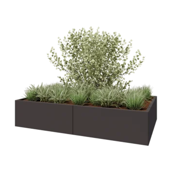 Jardinera XXL de acero - Rectángulo - 200 x 120 x 40 cm - Otro color RAL - Sin placa inferior