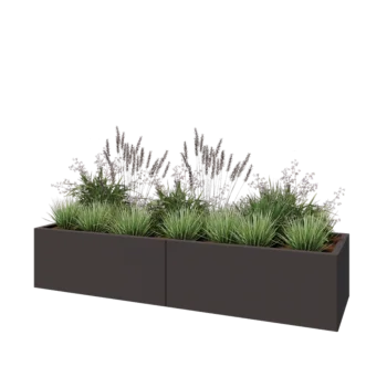 Jardinera XXL de acero - Rectángulo - 200 x 60 x 40 cm - Otro color RAL - Con placa inferior