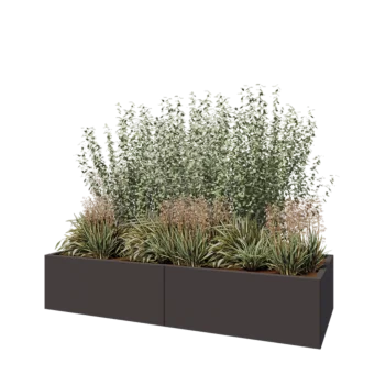 Jardinera XXL de acero - Rectángulo - 200 x 80 x 40 cm - RAL7016 mate (gris antracita) - Sin placa inferior