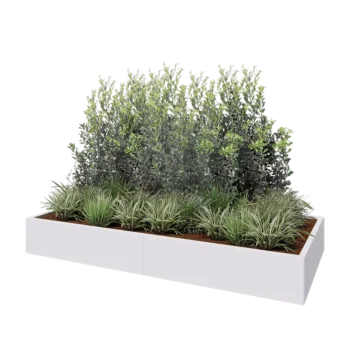 Jardinera XXL de acero - Rectángulo - 240 x 100 x 30 cm - RAL9010 mate (blanco) - Sin placa inferior