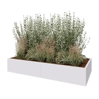 Jardinera XXL de acero - Rectángulo - 240 x 100 x 40 cm - RAL9010 mate (blanco) - Con placa inferior