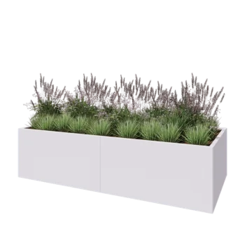 Jardinera XXL de acero - Rectángulo - 240 x 100 x 60 cm - RAL9010 mate (blanco) - Con placa inferior