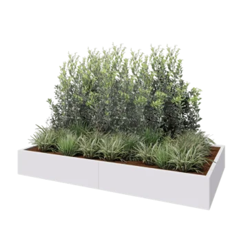Jardinera XXL de acero - Rectángulo - 240 x 120 x 30 cm - RAL9010 mate (blanco) - Con placa inferior