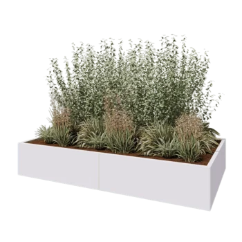 Jardinera XXL de acero - Rectángulo - 240 x 120 x 40 cm - RAL9010 mate (blanco) - Con placa inferior