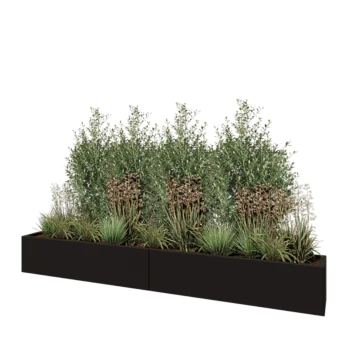 Jardinera XXL de acero - Rectángulo - 240 x 30 x 30 cm - RAL9005 mate (negro) - Sin placa inferior