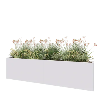 Jardinera XXL de acero - Rectángulo - 240 x 30 x 60 cm - RAL9010 mate (blanco) - Con placa inferior