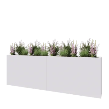 Jardinera XXL de acero - Rectángulo - 240 x 30 x 80 cm - RAL9010 mate (blanco) - Con placa inferior