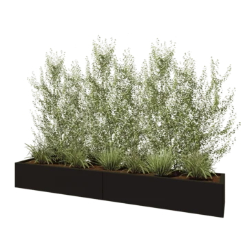 Jardinera XXL de acero - Rectángulo - 240 x 40 x 30 cm - RAL9005 mate (negro) - Sin placa inferior