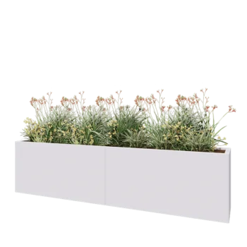 Jardinera XXL de acero - Rectángulo - 240 x 40 x 60 cm - RAL9010 mate (blanco) - Con placa inferior