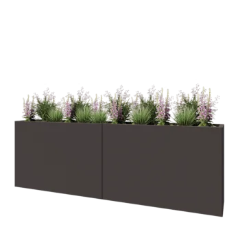 Jardinera XXL de acero - Rectángulo - 240 x 40 x 80 cm - RAL7016 mate (gris antracita) - Con placa inferior