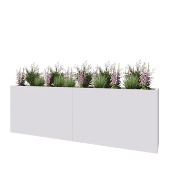 Jardinera XXL de acero - Rectángulo - 240 x 40 x 80 cm - RAL9010 mate (blanco) - Sin placa inferior