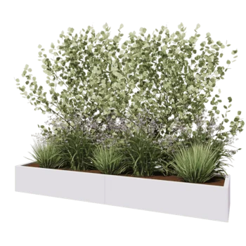 Jardinera XXL de acero - Rectángulo - 240 x 50 x 30 cm - RAL9010 mate (blanco) - Con placa inferior