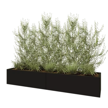 Jardinera XXL de acero - Rectángulo - 240 x 50 x 40 cm - RAL9005 mate (negro) - Con placa inferior