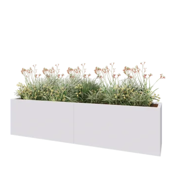 Jardinera XXL de acero - Rectángulo - 240 x 50 x 60 cm - RAL9010 mate (blanco) - Con placa inferior