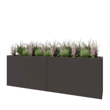Jardinera XXL de acero - Rectángulo - 240 x 50 x 80 cm - RAL7016 mate (gris antracita) - Sin placa inferior