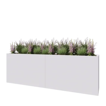 Jardinera XXL de acero - Rectángulo - 240 x 50 x 80 cm - RAL9010 mate (blanco) - Con placa inferior