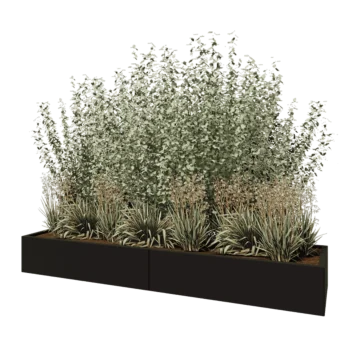 Jardinera XXL de acero - Rectángulo - 240 x 60 x 30 cm - RAL9005 mate (negro) - Sin placa inferior