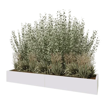 Jardinera XXL de acero - Rectángulo - 240 x 60 x 30 cm - RAL9010 mate (blanco) - Con placa inferior