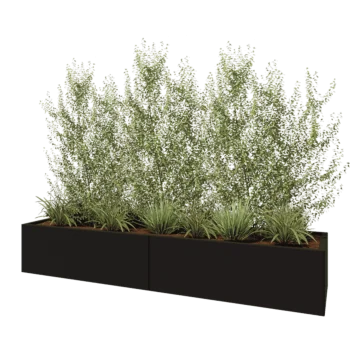 Jardinera XXL de acero - Rectángulo - 240 x 60 x 40 cm - RAL9005 mate (negro) - Con placa inferior