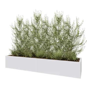 Jardinera XXL de acero - Rectángulo - 240 x 60 x 40 cm - RAL9010 mate (blanco) - Con placa inferior