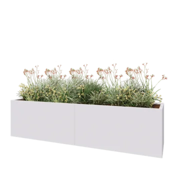 Jardinera XXL de acero - Rectángulo - 240 x 60 x 60 cm - RAL9010 mate (blanco) - Con placa inferior