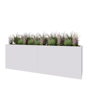 Jardinera XXL de acero - Rectángulo - 240 x 60 x 80 cm - RAL9010 mate (blanco) - Con placa inferior