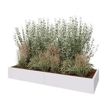 Jardinera XXL de acero - Rectángulo - 240 x 80 x 30 cm - RAL9010 mate (blanco) - Con placa inferior