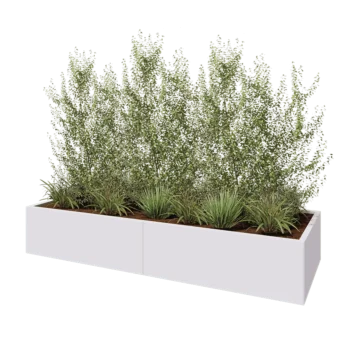 Jardinera XXL de acero - Rectángulo - 240 x 80 x 40 cm - RAL9010 mate (blanco) - Sin placa inferior