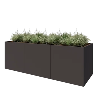 Jardinera XXL de acero - Rectángulo - 300 x 100 x 100 cm - RAL7016 mate (gris antracita) - Sin placa inferior